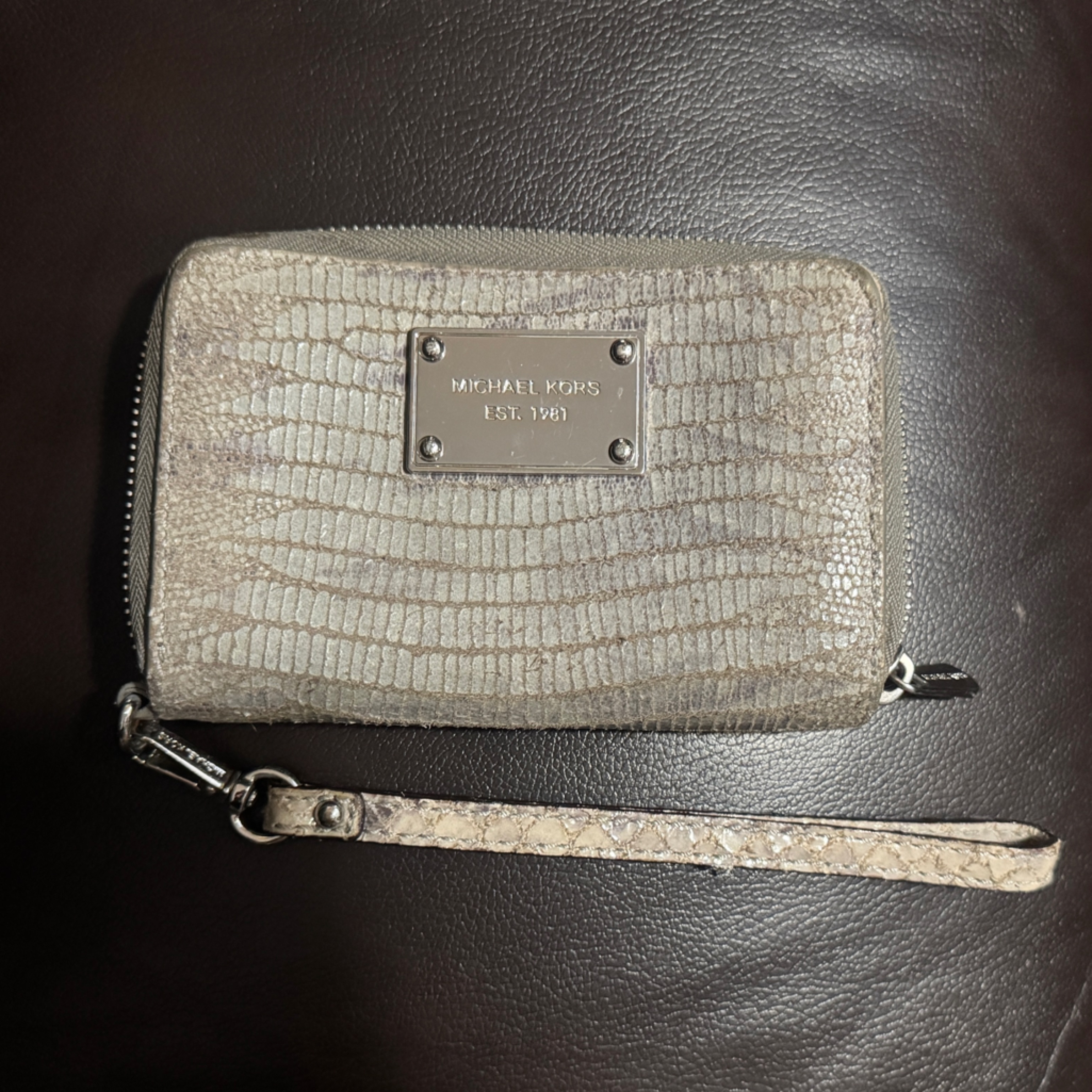 Michael Kors Crocodile Embossed Leather Card Holder Wallet